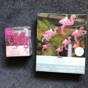 2 strings of flamingo lights